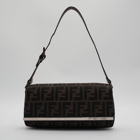 *SOLD* Fendi Canvas Zucca Metal Trim Shoulder Bag - Picture 1 of 5